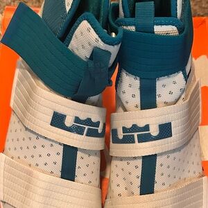 Men's Teal and White Strap Sneakers
